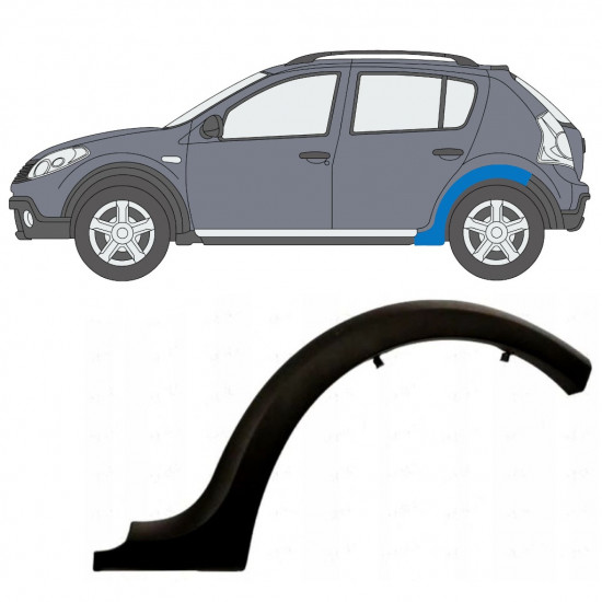 Moldura lateral do guarda-lamas traseiro para Dacia Sandero Stepway 2008-2013 / Esquerdo 9034