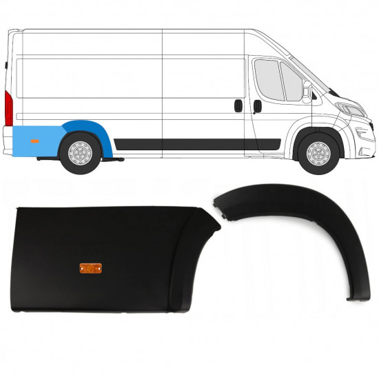 Conjunto de molduras do guarda-lamas traseiro com Luz para Fiat Ducato Boxer Relay 2018- / Direito /  10239