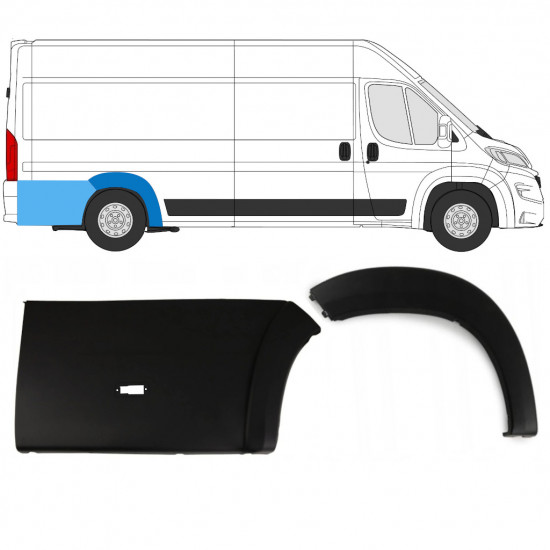 Conjunto de molduras do guarda-lamas traseiro para Fiat Ducato Boxer Relay 2018- / Direito /  8587