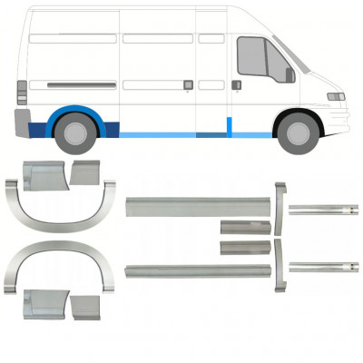 Painel de reparação da soleira com guarda-lamas traseiro para Fiat Ducato Boxer Relay 1994-2006 / LWB / Conjunto 11524