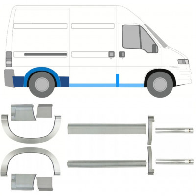 Painel de reparação da soleira com guarda-lamas traseiro para Fiat Ducato Boxer Relay 1994-2006 / MWB / Conjunto 11523