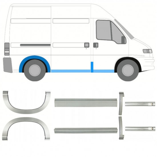 Painel de reparação da soleira com guarda-lamas traseiro para Fiat Ducato Boxer Relay 1994-2006 / SWB / Conjunto 11516