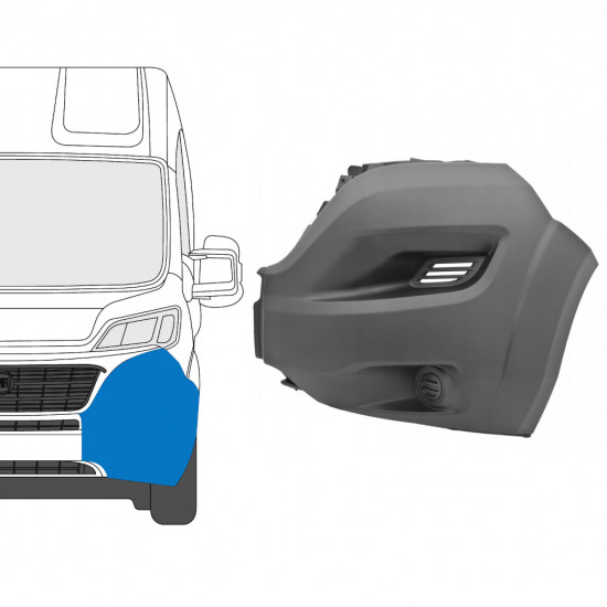 Canto do para-choque dianteiro para Fiat Ducato 2014-2018 / Esquerdo 9340