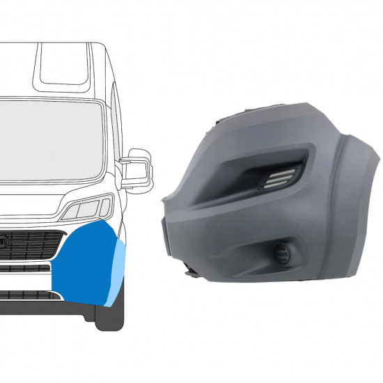 Canto do para-choque dianteiro com moldura lateral para Fiat Ducato 2014-2018 / Esquerdo 9042