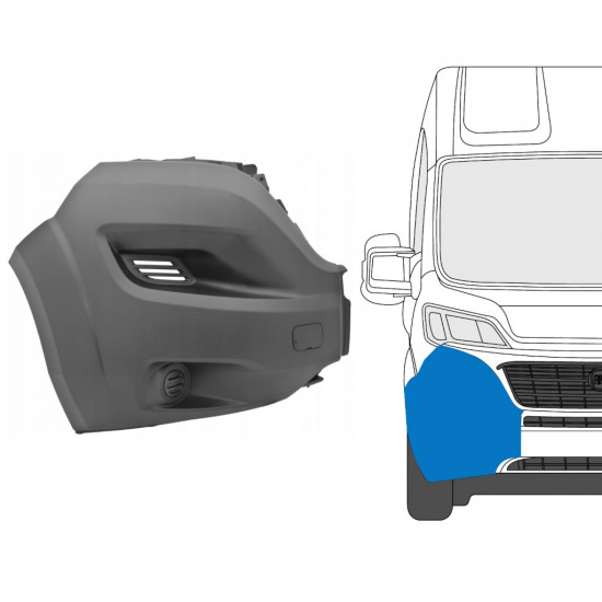 Canto do para-choque dianteiro para Fiat Ducato 2014-2018 / Direito 9339