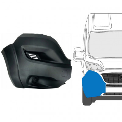 Canto do para-choque dianteiro com moldura lateral para Fiat Ducato 2018- / Direito 9046