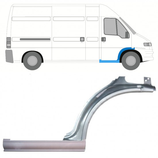 Painel de reparação da soleira com guarda-lamas dianteiro para Fiat Ducato Boxer Relay 1994-2006 / Direito / Conjunto 9901