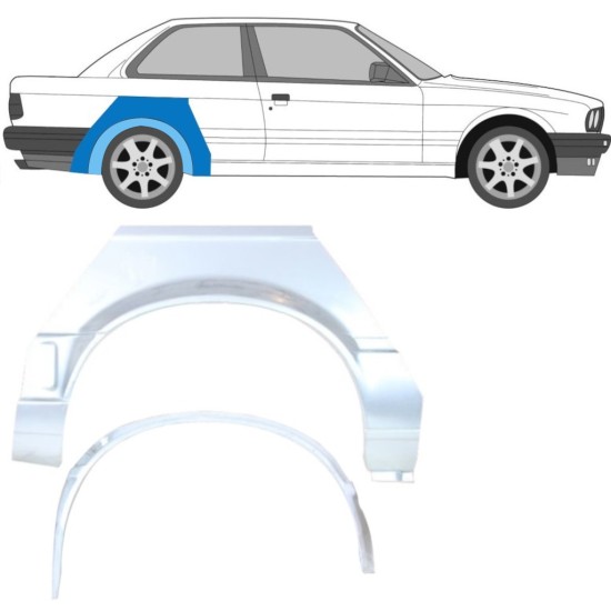 Painel de reparação interna e externa do guarda-lamas traseiro para BMW 3 E30 1987-1994 / Direito / Conjunto 10851
