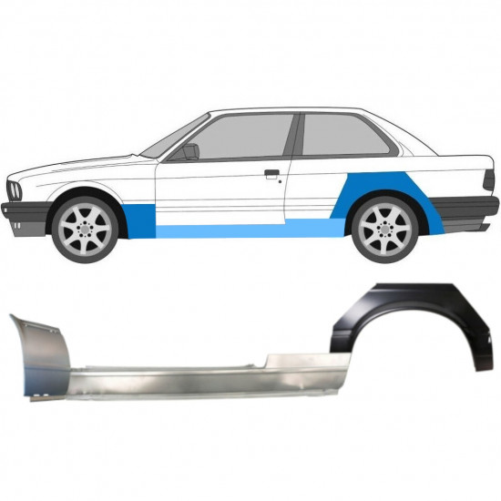 Painel de reparação da soleira com guarda-lamas dianteiro e traseiro para BMW 3 E30 1982-1987 / Esquerdo 11509