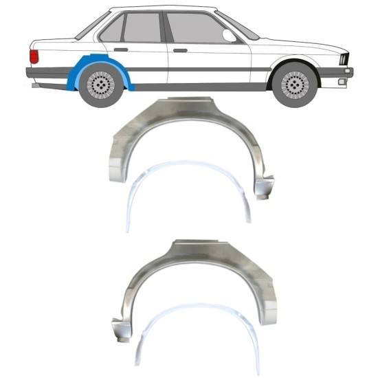 Painel de reparação interna e externa do guarda-lamas traseiro para BMW 3 E30 1982-1987 / Conjunto 10859