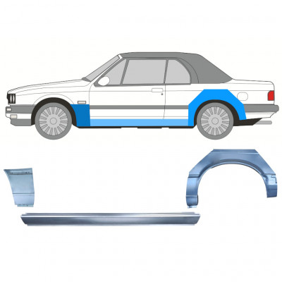 Painel de reparação da soleira com guarda-lamas dianteiro e traseiro para BMW 3 E30 1985-1987 CABRIO / Esquerdo / Conjunto 12572