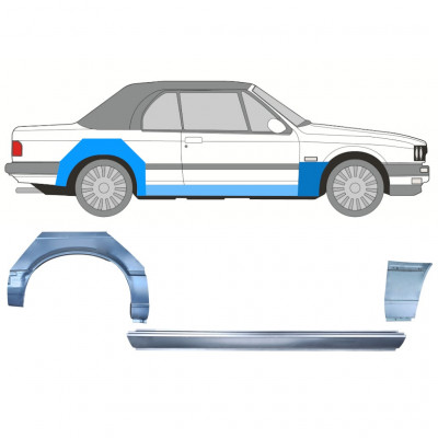 Painel de reparação da soleira com guarda-lamas dianteiro e traseiro para BMW 3 E30 1985-1987 CABRIO / Direito / Conjunto 12571