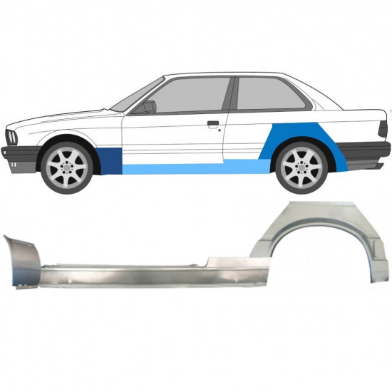 Painel de reparação da soleira com guarda-lamas dianteiro e traseiro para BMW 3 E30 1987-1994 / Esquerdo 11512