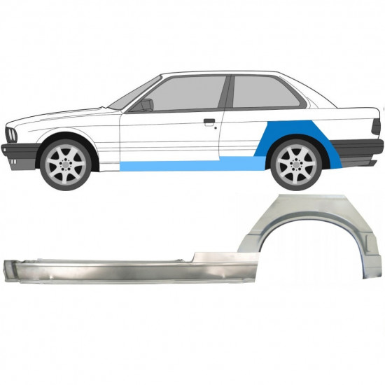 Painel de reparação da soleira com guarda-lamas traseiro para BMW 3 E30 1987-1994 / Esquerdo 11506