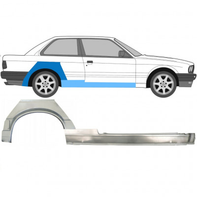 Painel de reparação da soleira com guarda-lamas traseiro para BMW 3 E30 1987-1994 / Direito / Conjunto 11505