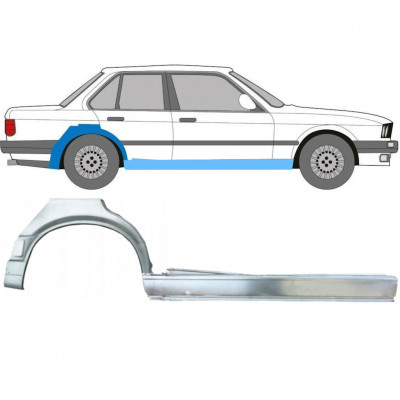 Painel de reparação da soleira com guarda-lamas traseiro para BMW 3 E30 1987-1994 / Direito / Conjunto 11240