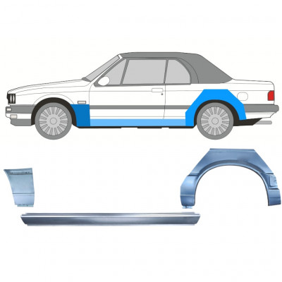 Painel de reparação da soleira com guarda-lamas dianteiro e traseiro para BMW 3 E30 1987-1994 CABRIO / Esquerdo / Conjunto 12575