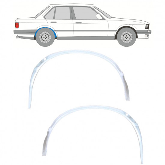 Painel de reparação interna do arco da roda traseira para BMW 3 E30 1982- / Esquerda+Direita / Conjunto 10847