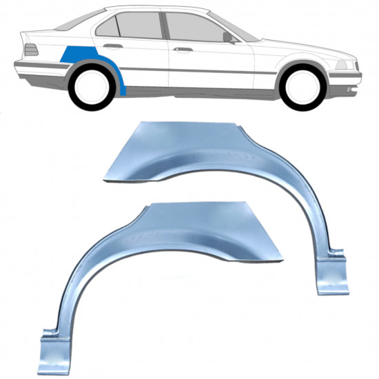 Painel de reparação do guarda-lamas traseiro para BMW 3 E36 1990-2000  / Esquerda+Direita / SEDAN / Conjunto 6393