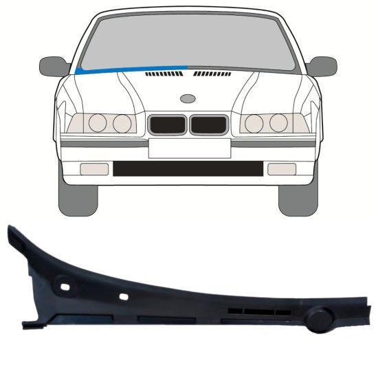 Painel de reparação abaixo do pára-brisa para BMW 3 E36 1990-2000 / Direito / COMBI / SEDAN / COMPACT 16898