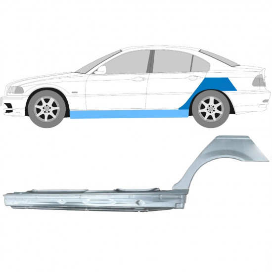 Painel de reparação da soleira com guarda-lamas traseiro para BMW E46 3 1998-2005 / Esquerdo / Conjunto 11259