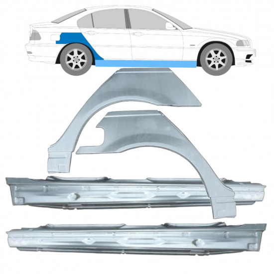 Painel de reparação da soleira com guarda-lamas traseiro para BMW E46 3 1998-2005 / Conjunto 11260