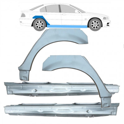 Painel de reparação da soleira com guarda-lamas traseiro para BMW E46 3 1998-2005 / Conjunto 11245