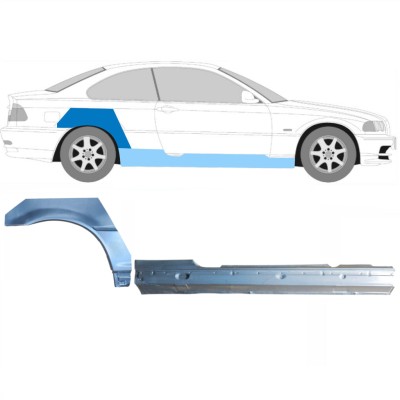 Soleira completa com reparação de guarda-lamas traseiro para BMW 3 E46 1998-2006 / Direito / COUPE / Conjunto 17059