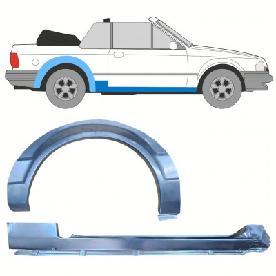 Painel de reparação da soleira com guarda-lamas traseiro para Ford Escort 1981-1990  CABRIO / Direito / Conjunto 12586