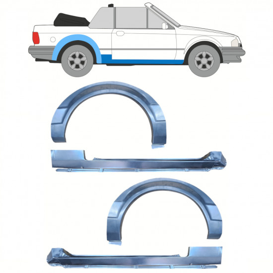 Painel de reparação da soleira com guarda-lamas traseiro para Ford Escort 1981-1990  CABRIO / Conjunto 12588