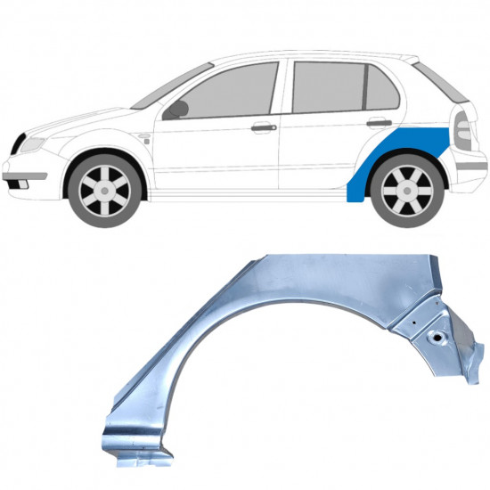 Painel de reparação do guarda-lamas traseiro para Skoda Fabia 1999-2007 / Esquerdo 6995