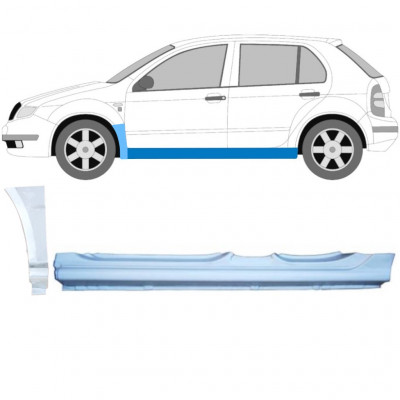 Painel de reparação da soleira com guarda-lamas dianteiro para Skoda Fabia 1999-2007 / Esquerdo 11168