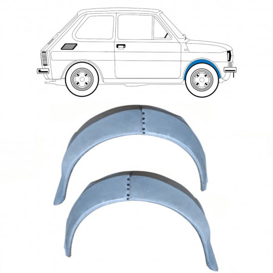 Painel de reparação interna do guarda-lamas dianteiro para Fiat 126p 1972-1978 / Esquerdo / Conjunto 10217