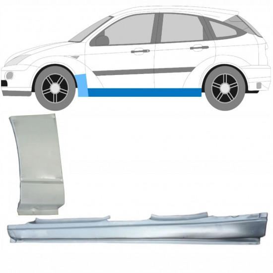 Soleira completa com reparação de guarda-lamas dianteiro para Ford Focus 1998-2007 / Esquerdo / Conjunto 8734