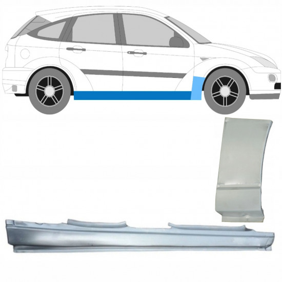 Soleira completa com reparação de guarda-lamas dianteiro para Ford Focus 1998-2007 / Direito / Conjunto 8733