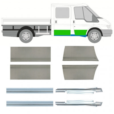 Painel de reparação da soleira com portas para Ford Transit 2000-2013 / Esquerda+Direita / Cabine dupla / Conjunto 9699