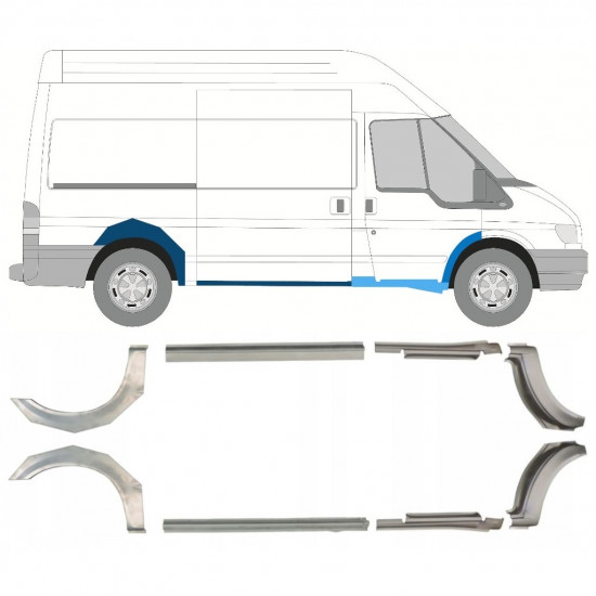 Painel de reparação da soleira com guarda-lamas traseiro para Ford Transit 2000-2013 / MWB / Conjunto 9693