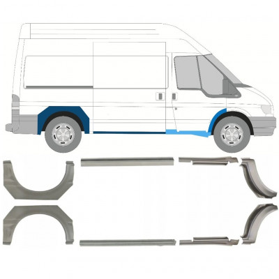 Painel de reparação da soleira com guarda-lamas traseiro para Ford Transit 2000-2013 / Conjunto 9692