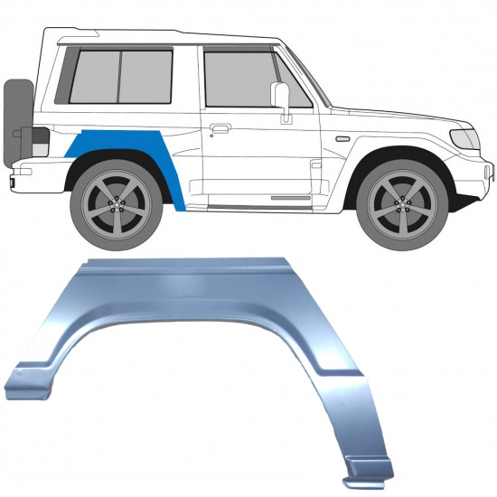 Painel de reparação do guarda-lamas traseiro para Hyundai Galloper 1991- / Direito /  6656