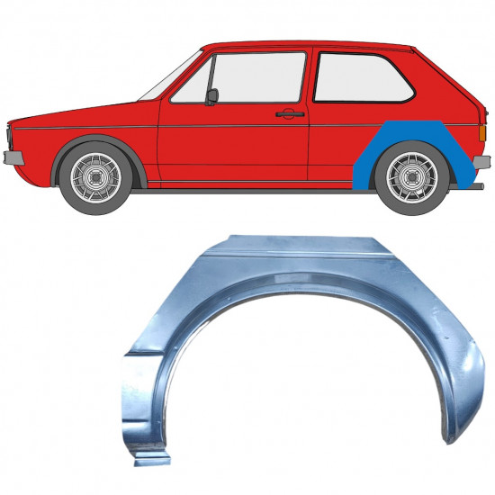 Painel de reparação do guarda-lamas traseiro para VW Golf 1 1974- / Esquerdo 7104