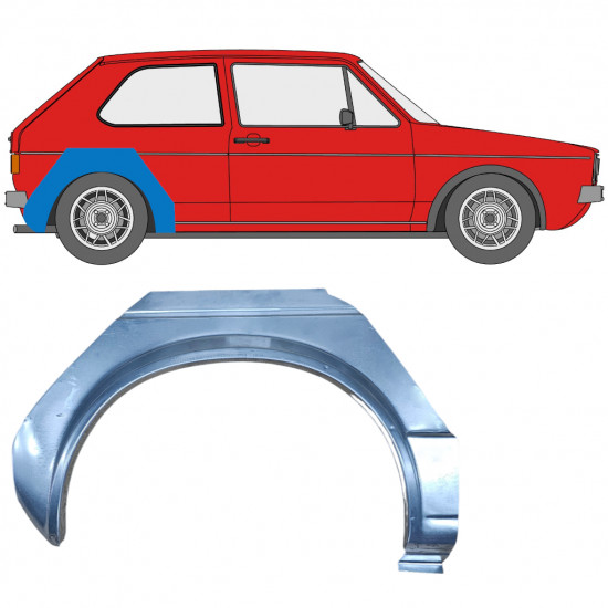 Painel de reparação do guarda-lamas traseiro para VW Golf 1 1974- / Direito 7103