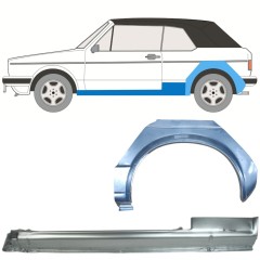 Painel de reparação da soleira com guarda-lamas traseiro para Volkswagen Golf 1 1974-1985 / Esquerdo / CABRIO / Conjunto 12578