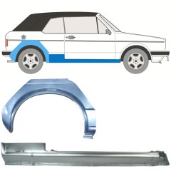 Painel de reparação da soleira com guarda-lamas traseiro para Volkswagen Golf 1 1974-1985 / Direito / CABRIO / Conjunto 12577