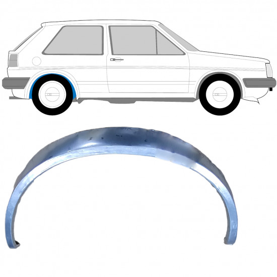 Painel de reparação interna do guarda-lamas traseiro para VW Golf 2 1982- / Direito 7845