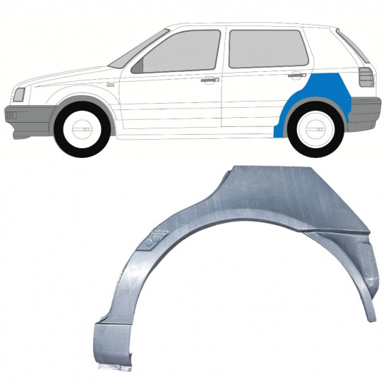 Painel de reparação do guarda-lamas traseiro para VW Golf 3 1991-  / Esquerdo 12008