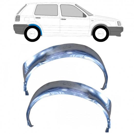 Painel de reparação interna do arco da roda traseira para VW Golf 3 1991-1998 / Esquerda+Direita / Conjunto 9649