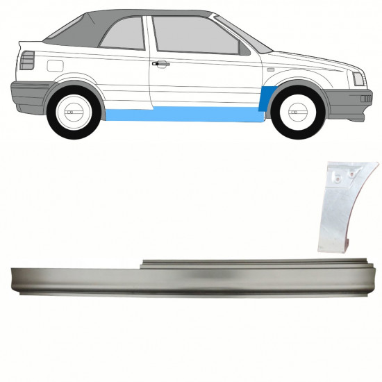 Painel de reparação da soleira com guarda-lamas dianteiro para VW Golf 3 1993-1998 / Direito / CABRIO / Conjunto 10200