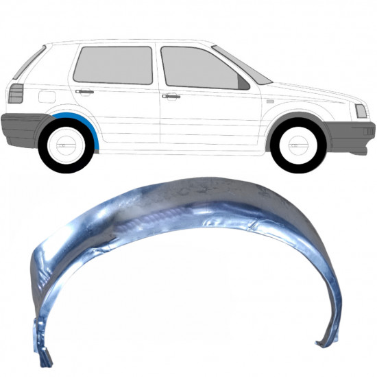 Painel de reparação interna do arco da roda traseira para VW Golf 3 1991-1998 / Direito 8898