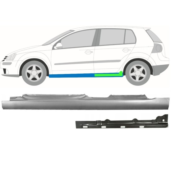 Painel de reparação interna e externa da soleira para Volkswagen Golf 5 2003-2009 / Esquerdo / Conjunto 11139