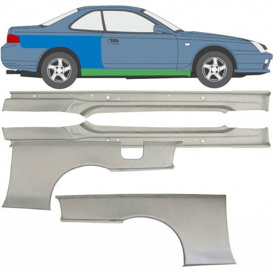 Soleira completa com reparação de guarda-lamas traseiro para Honda Prelude 1996-2001 / Esquerda+Direita / Conjunto 9533